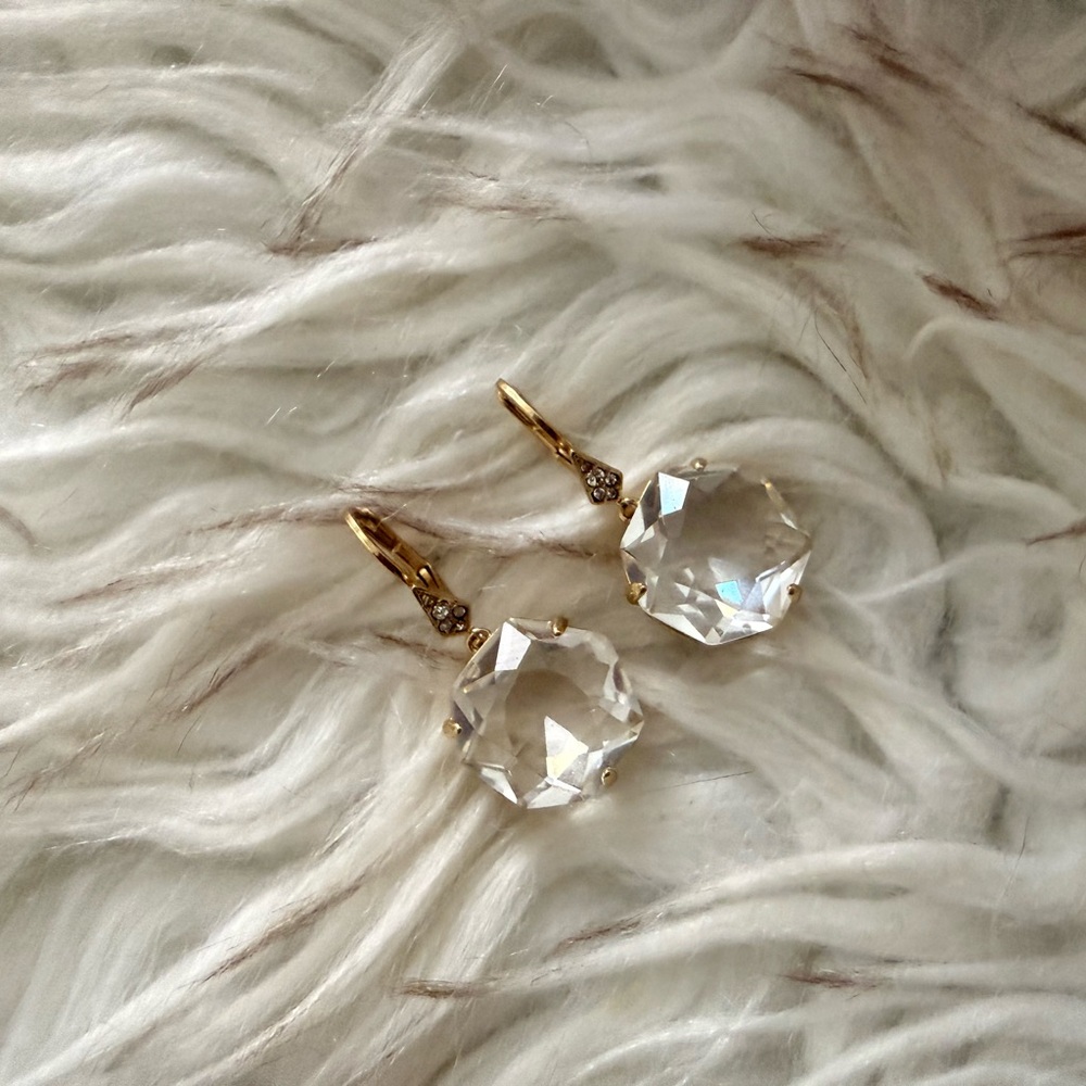Stella & Dot Gold Droplet Crystal Earrings